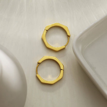 Boucles d'oreilles créoles contemporaines hexagonales BOLZANO Gold