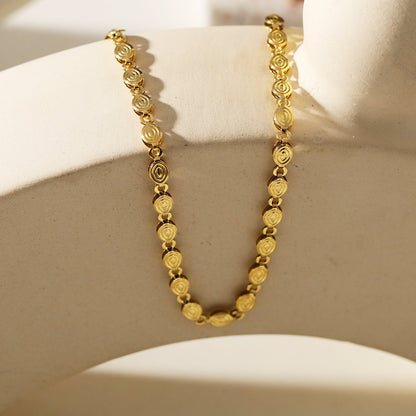 ANTHEA : Collier chaîne perlé ovale à motifs