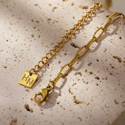 LIZBOA : Collier combiné avec chaîne à trombones et pierres CHALCHITE