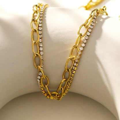Collier à couches HERMINE avec zircone entrelacée et trombone