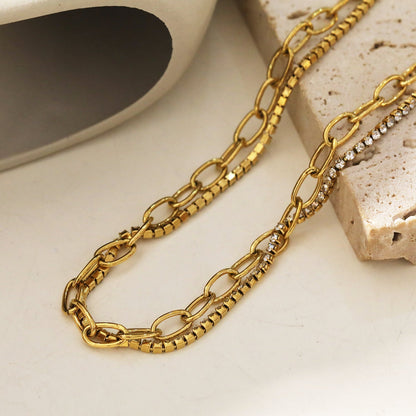 Collier à couches HERMINE avec zircone entrelacée et trombone