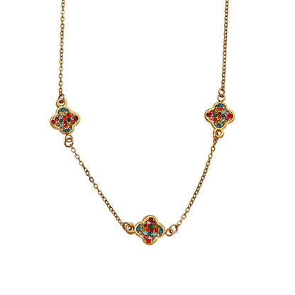 Collier Or breloques Zirconia colorées ELLIS