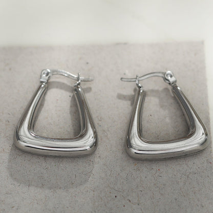 ANIKA : Boucles d'oreilles créoles mini chunky triangulaires or blanc (ton argent)