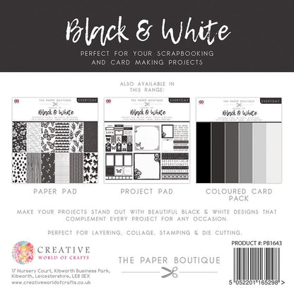 The Paper Boutique Everyday - Nuances de noir et blanc - Bloc de projets 20,3 cm x 20,3 cm