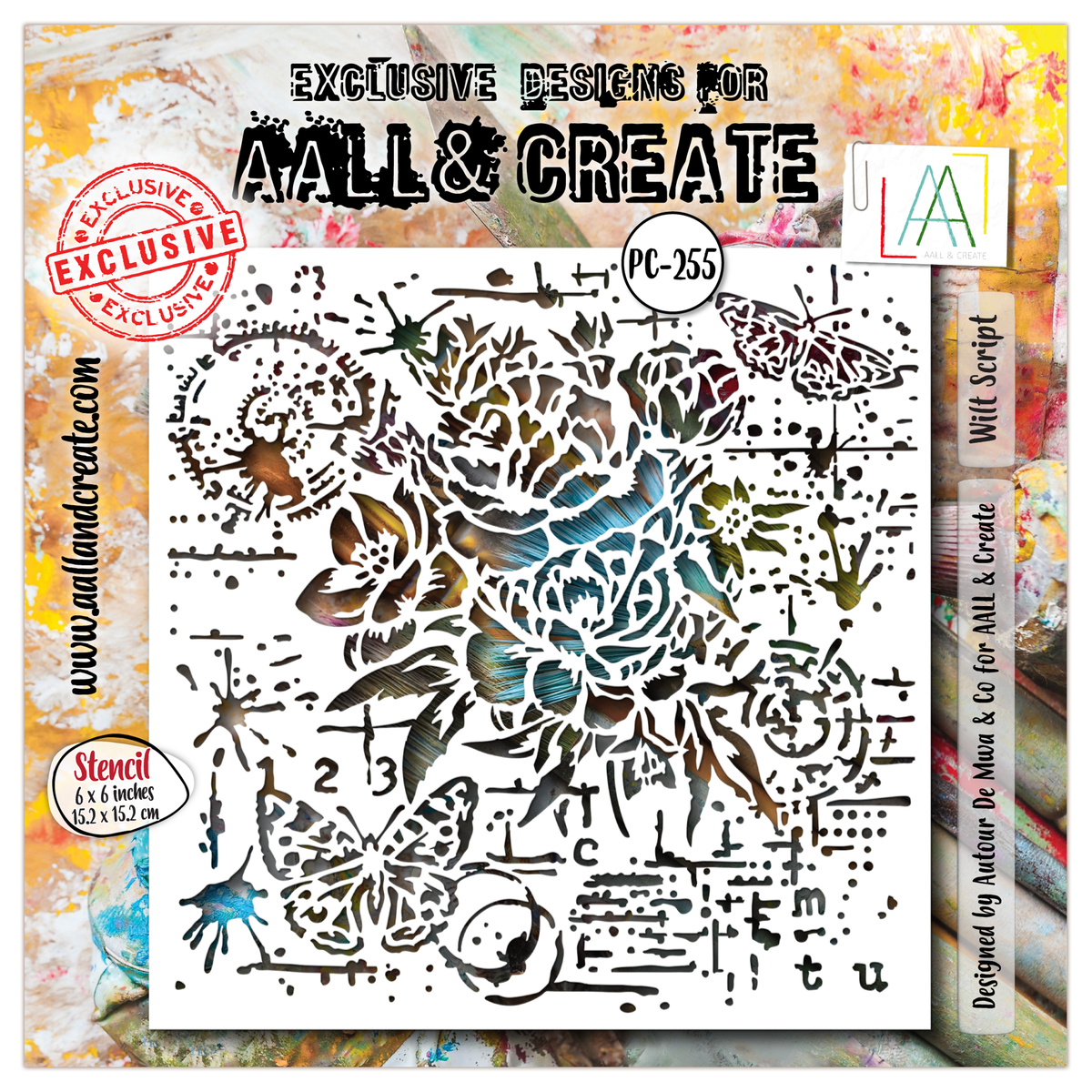 AALL and Create - Pochoir 15x15cm - Wilt Script