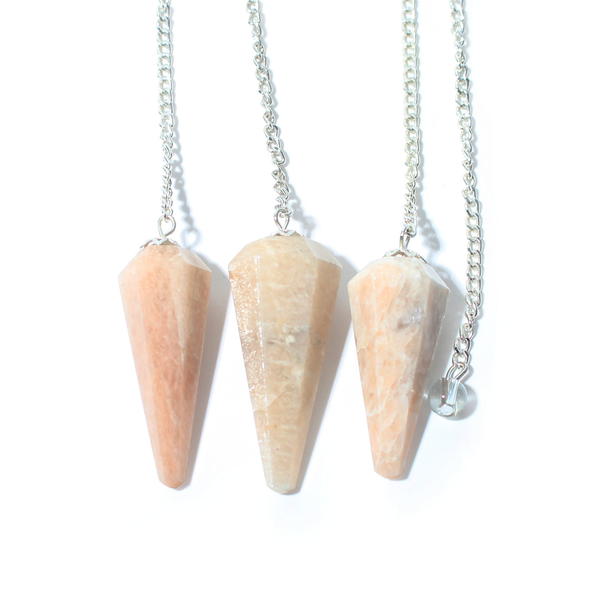 Cream Moonstone Pendulum 6 Facet & Bead - 3 Pack