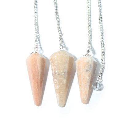 Cream Moonstone Pendulum 6 Facet & Bead - 3 Pack