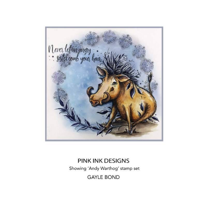 Pink Ink Designs Andy Warthog Set de tampons transparents 15,24 cm x 20,32 cm