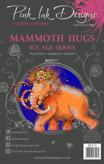 Tampons transparents Pink Ink Designs Mammoth Hugs 15,24 cm x 20,32 cm
