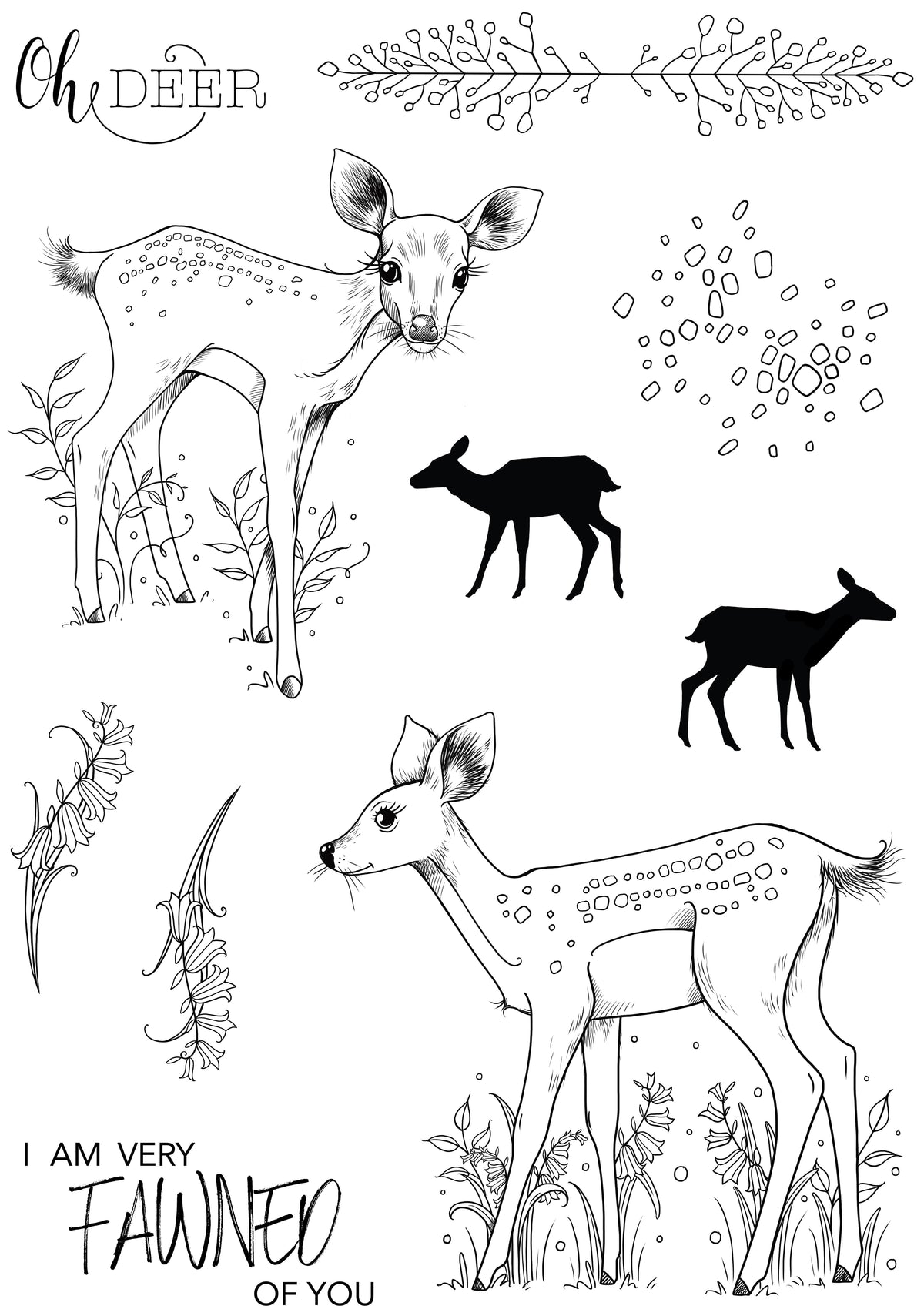 Pink Ink Designs Fawn, ensemble de tampons transparents 6 po x 8 po