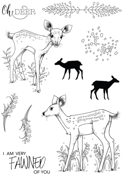 Pink Ink Designs Fawn, ensemble de tampons transparents 6 po x 8 po