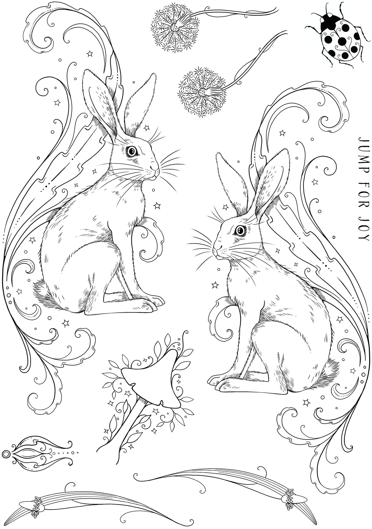 Pink Ink Designs Heavenly Hare, Set de tampons transparents 15,24 x 20,32 cm