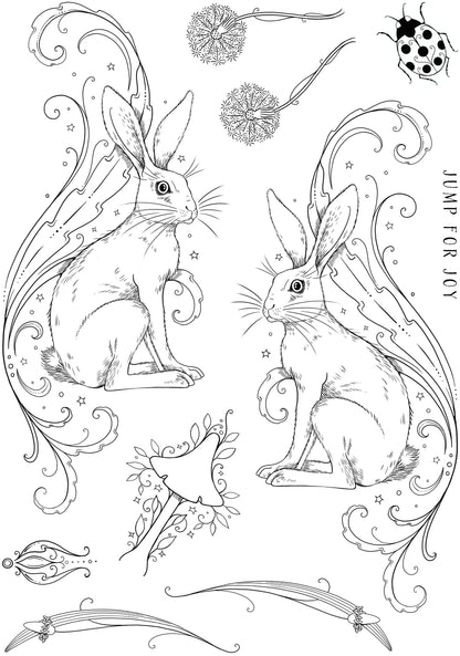 Pink Ink Designs Heavenly Hare, Set de tampons transparents 15,24 x 20,32 cm
