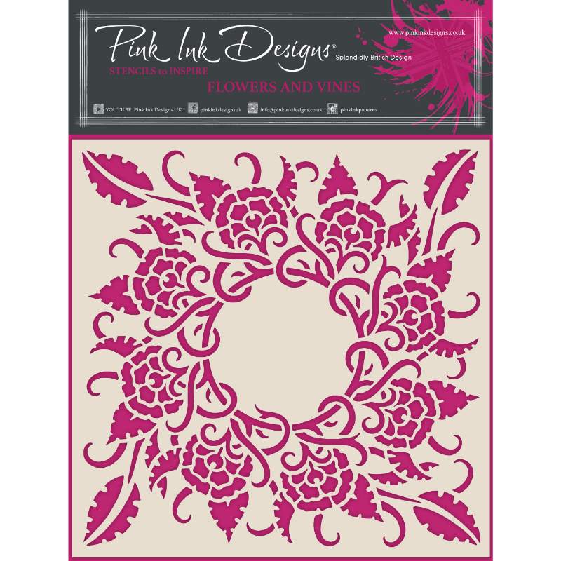 Pink Ink Designs Pochoir Fleurs et Vignes 7 po x 7 po