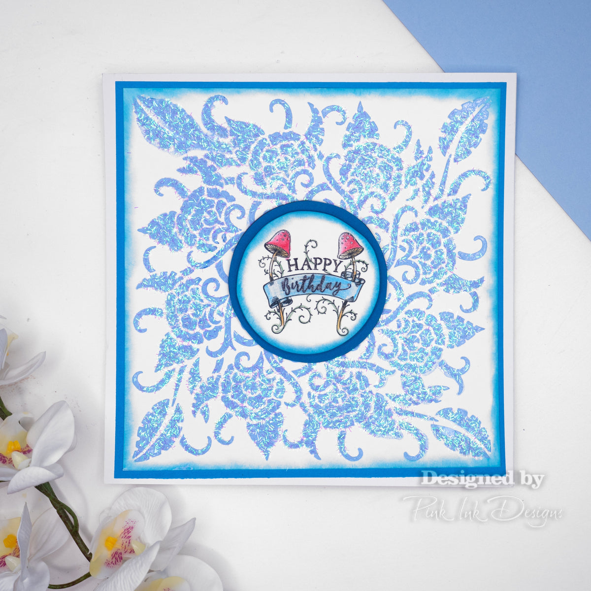 Pink Ink Designs Pochoir Fleurs et Vignes 7 po x 7 po