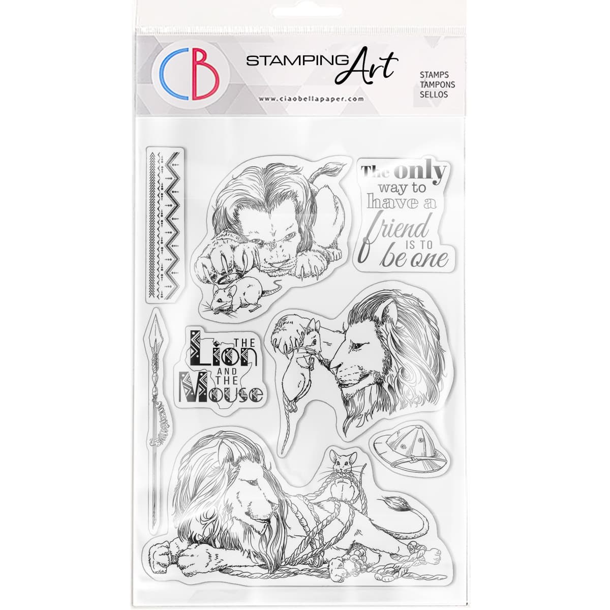 Ciao Bella Tampons transparents 15x20 cm Le lion et la souris