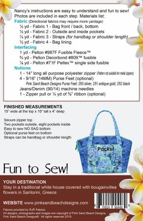 Pink Sands Beach Santorini Handbag Pattern PSB135