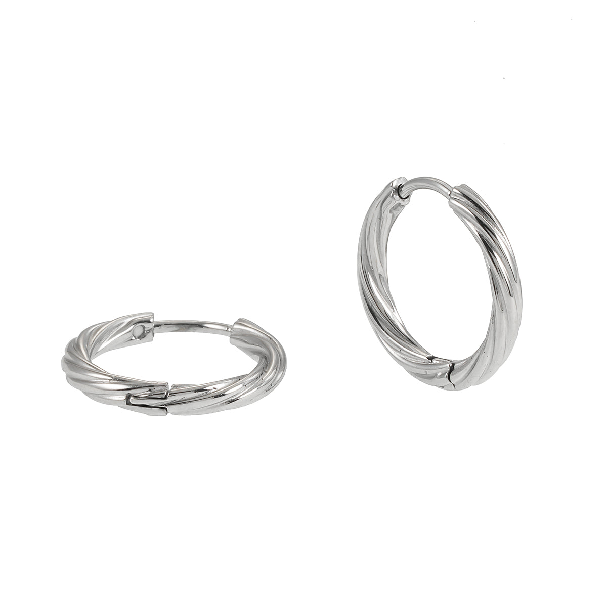 PURLEY : Boucles d'oreilles mini créoles modernistes richement texturées en or blanc (ton argenté)