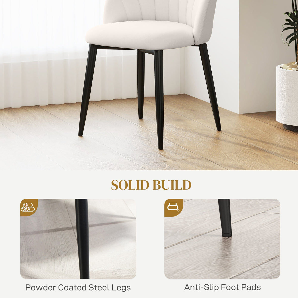 Skylar Chaises de salle à manger modernes, lot de 4 - Blanc crème