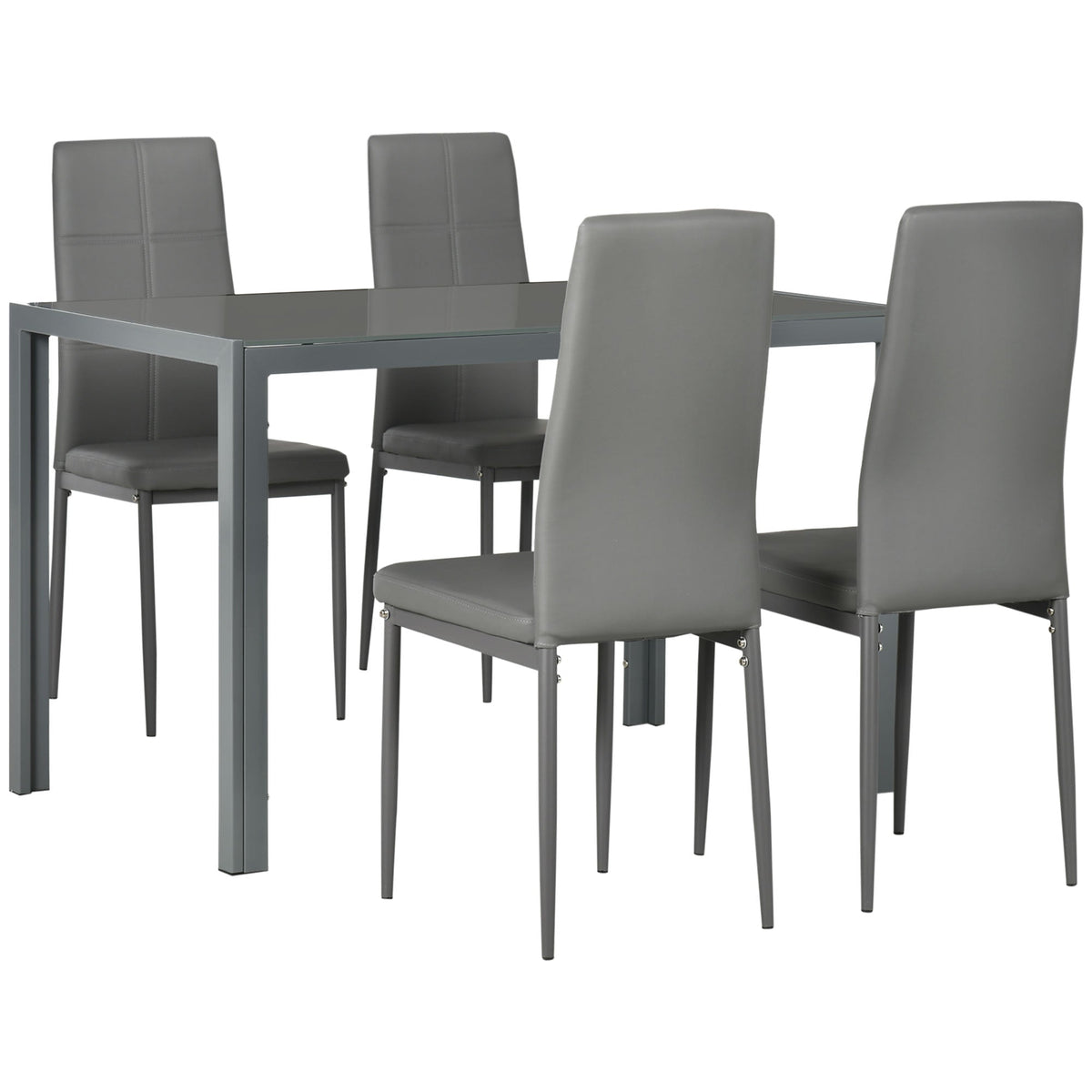 Zaya 5-Piece Rectangular Glass Dining Set for Small Spaces-Grey