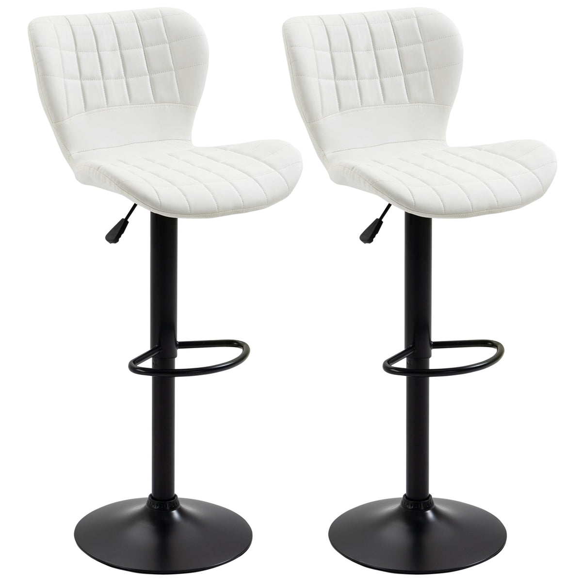 Tabourets de comptoir/bar Avion avec hauteur réglable et pivotant-Lot de 2-Blanc