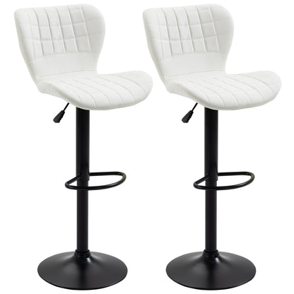 Tabourets de comptoir/bar Avion avec hauteur réglable et pivotant-Lot de 2-Blanc