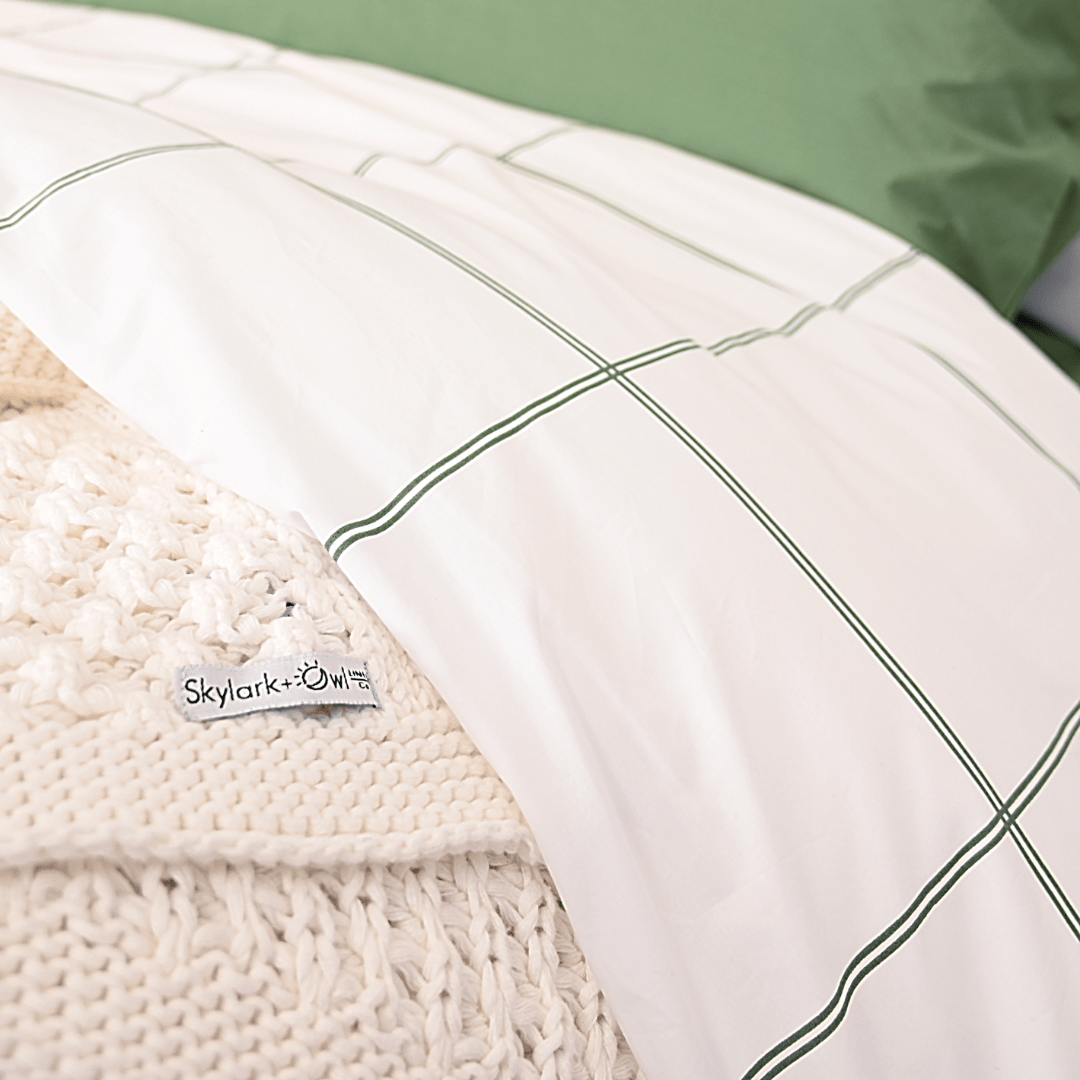 Housse de couette et taies d'oreiller en percale de coton bio essentielle