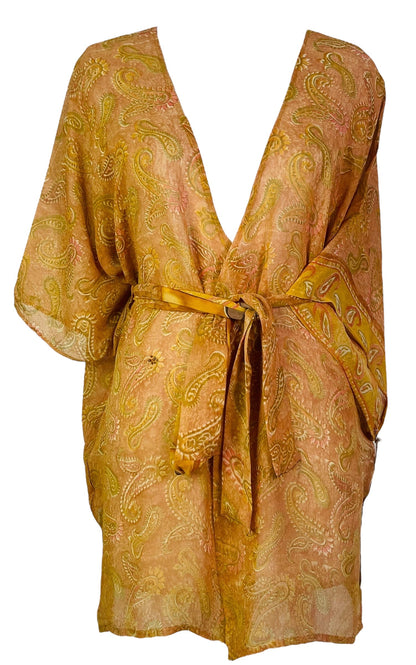 PRC7488 Veste à manches kimono en pure soie Avatar avec ceinture