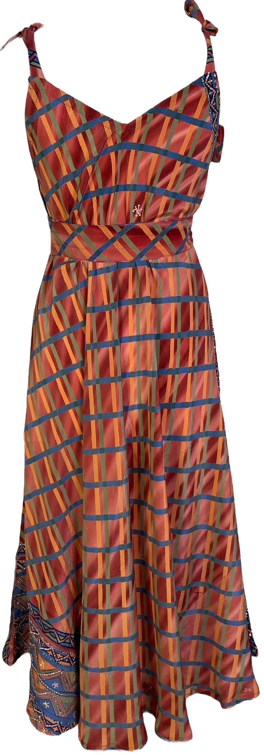 PRC7249 Robe longue en pure soie Avatar avec ceinture