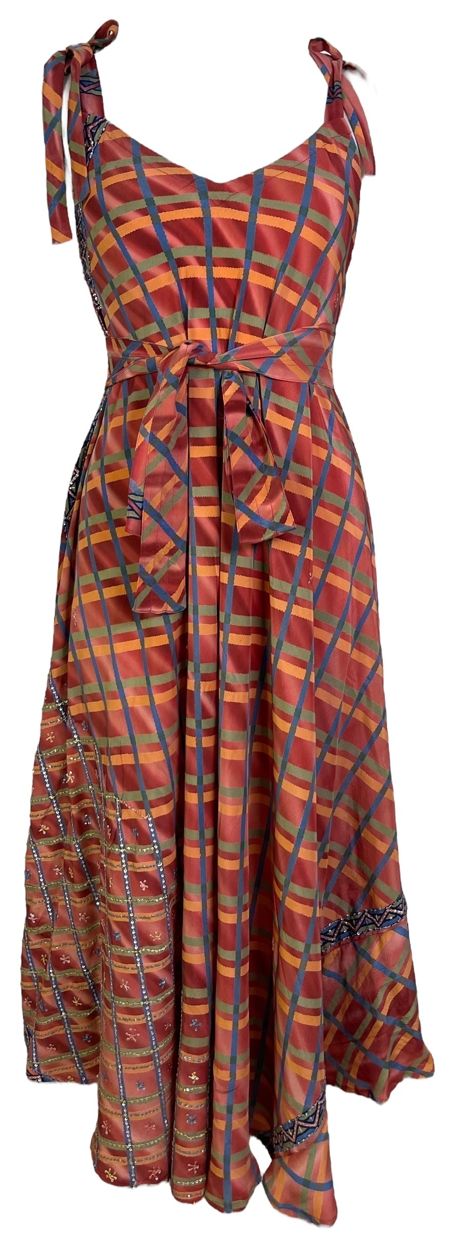 PRC7249 Robe longue en pure soie Avatar avec ceinture