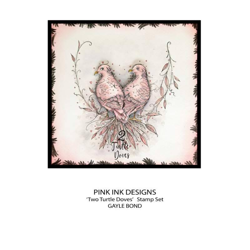Pink Ink Designs "Two Turtle Doves" - Lot de Tampons Transparents 15,24 x 20,32 cm