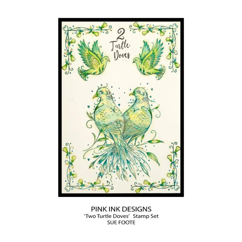 Pink Ink Designs "Two Turtle Doves" - Lot de Tampons Transparents 15,24 x 20,32 cm