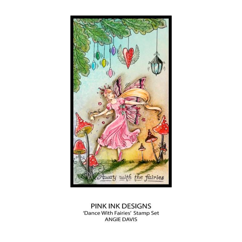 Tampon transparent Pink Ink Designs Dance With Fairies 6 po x 8 po