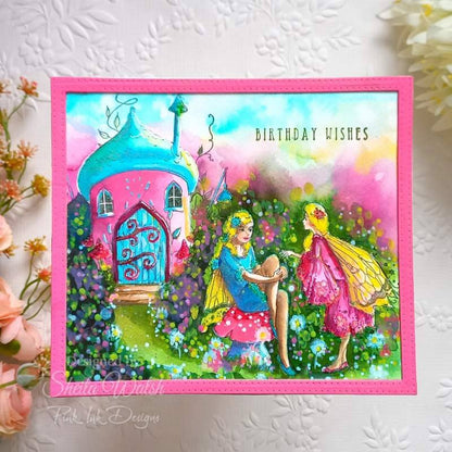 Tampon transparent Pink Ink Designs Dance With Fairies 6 po x 8 po
