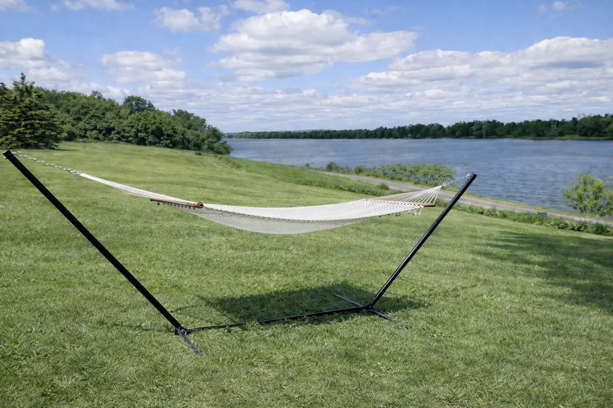 Hamac de luxe en polyester avec support à trois poutres