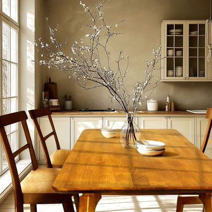 Table à manger en bois massif Acacia Verve de 48 pouces – Table de cuisine idéale pour 4