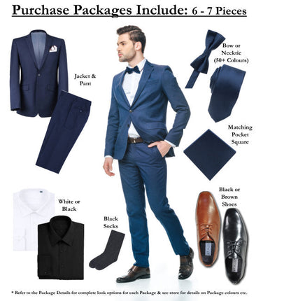 BUILD YOUR PACKAGE: Grey Stretch Trim Fit Suit (Package Includes 2 Pc Suit, Shirt, Necktie or Bow Tie, Matching Pocket Square, & Shoes)
