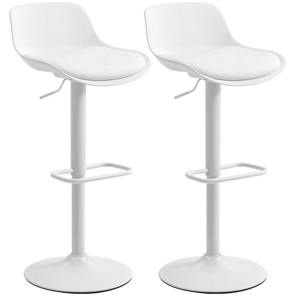 Tabourets de bar/comptoir Zee (lot de 2) avec hauteur réglable et siège pivotant - Blanc