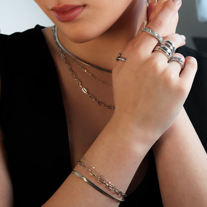 GEILNAR: Collier à triple couche à chaînes mélangées en argent