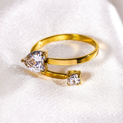 RIZALINA : Bague Anneau Classique Ancrant des Pierres Précieuses Zircone Rondes & en Forme de Cœur