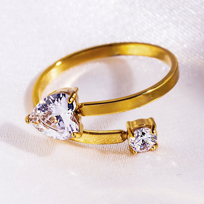 RIZALINA : Bague Anneau Classique Ancrant des Pierres Précieuses Zircone Rondes & en Forme de Cœur