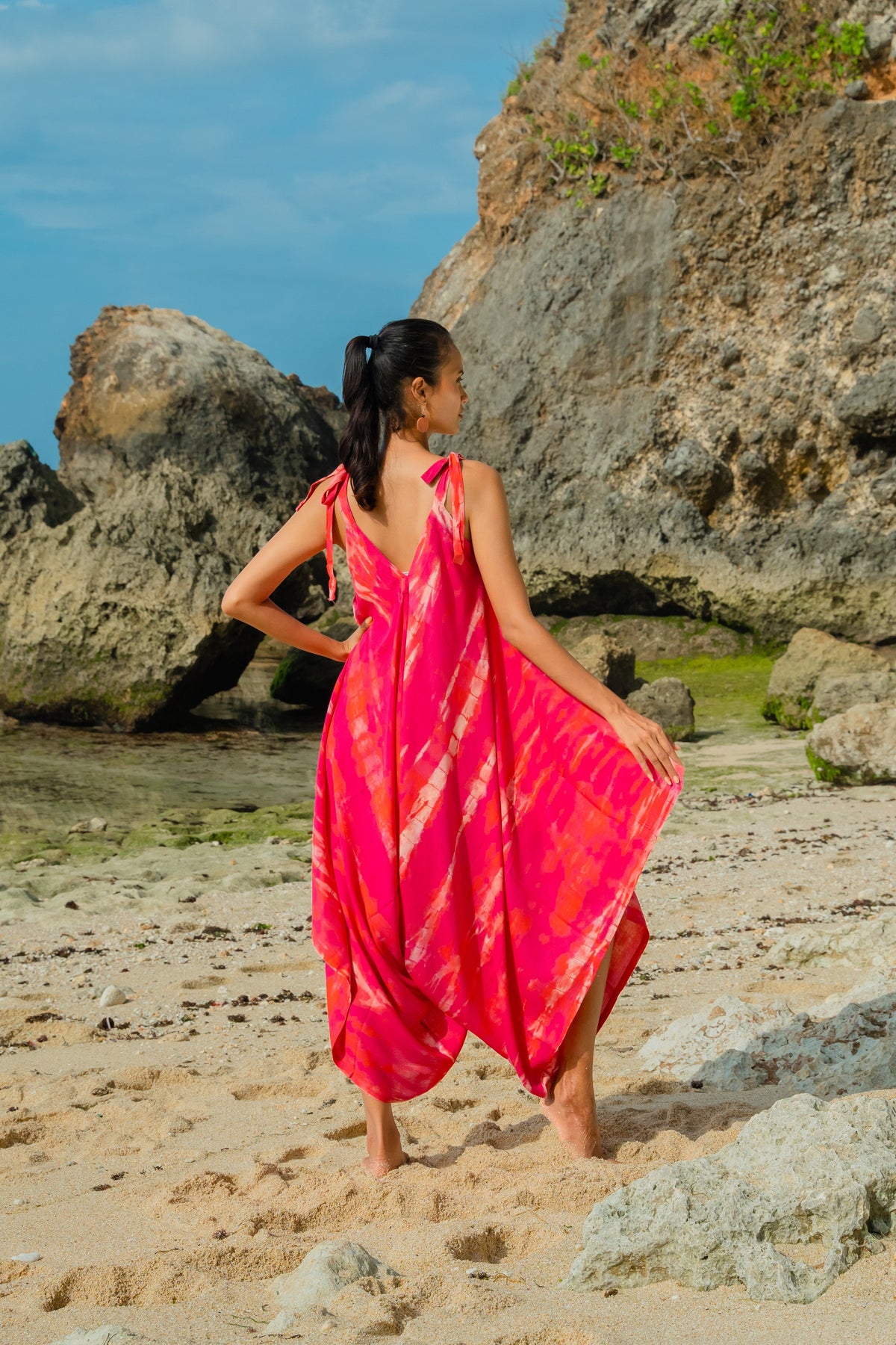Bone Tie Dye Romper - Pink