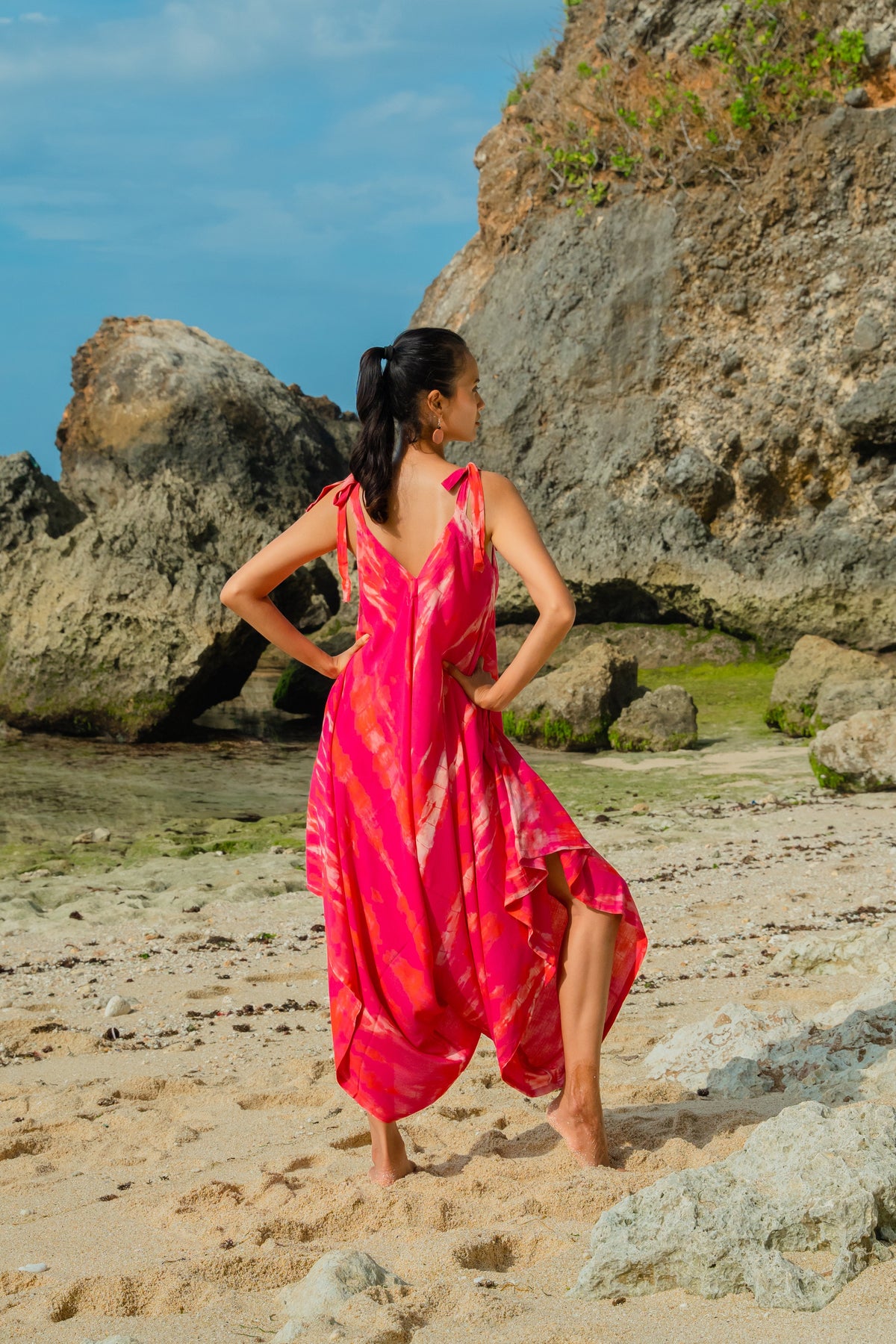 Bone Tie Dye Romper - Pink