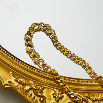 Collier Déclaration Grosse Chaîne Cubaine ROUEN avec Zircons