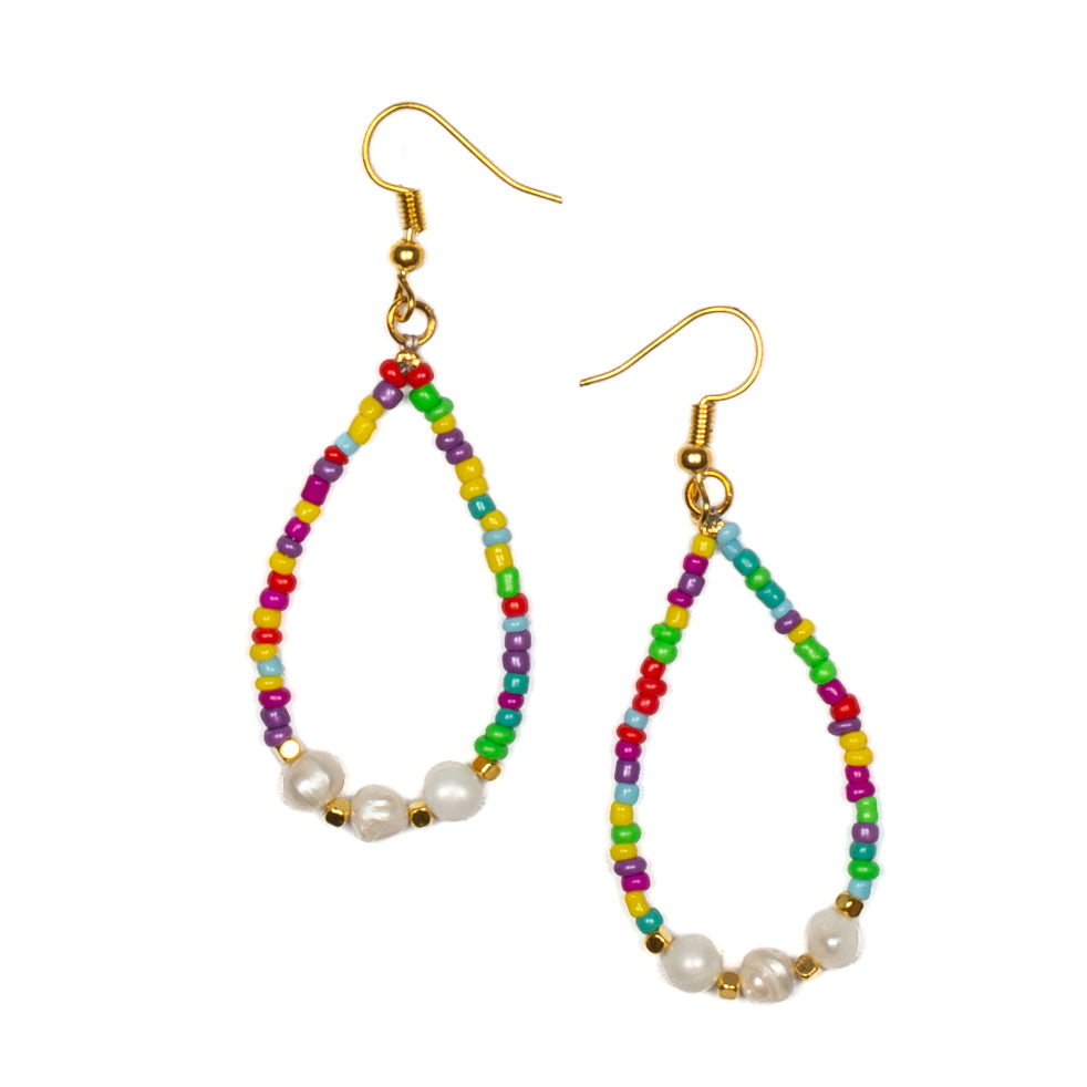 Boucles d'oreilles pendantes avec perles