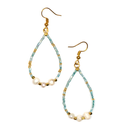 Boucles d'oreilles pendantes avec perles