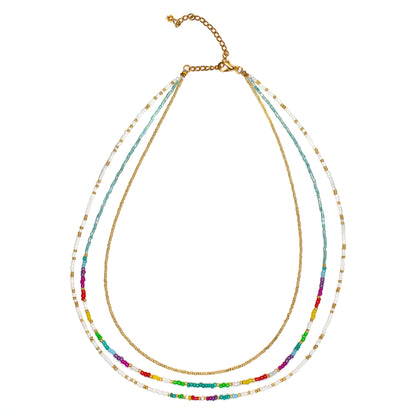 Collier à triple rangs multicolore