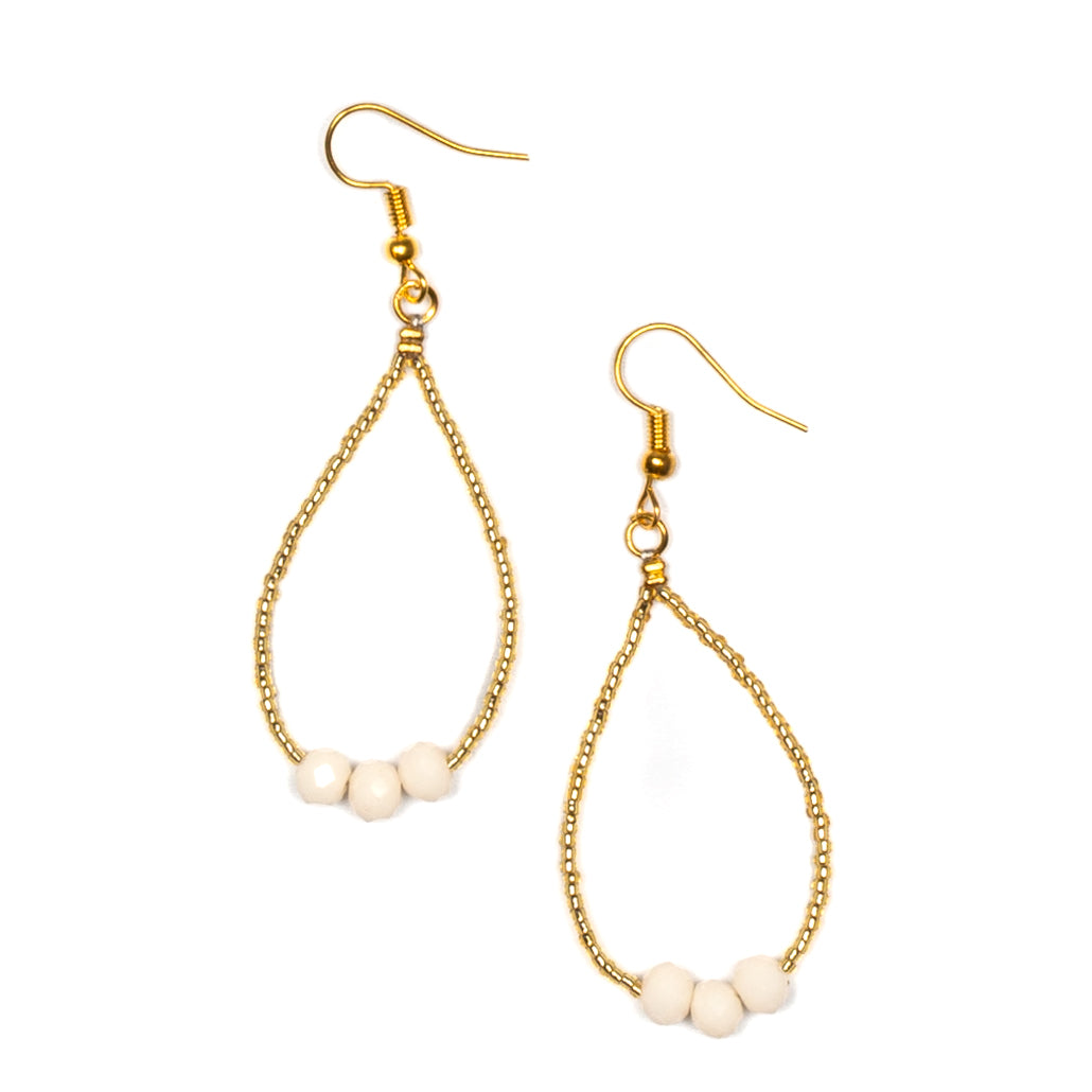 Tear Drop Earring With Crystal Beads