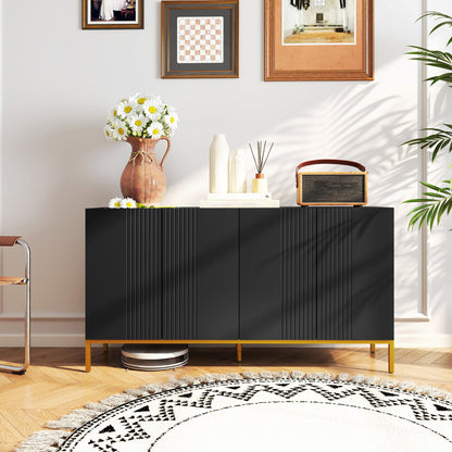 Brooklyn Sideboard/Kitchen Buffet Cabinet with Adjustable Shelves-Black