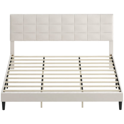 Cadre de lit Harper King Size avec tête de lit rembourrée - Blanc Crème